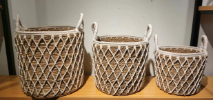 Seagrass baskets D35xH32, 28xH28, D25xH22 cm, 3 pcs